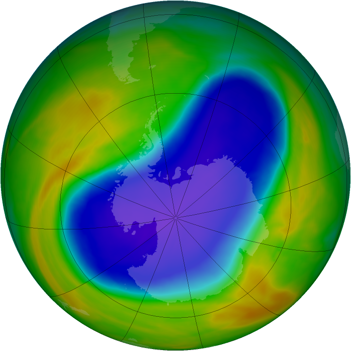 Antarctic ozone map for 22 October 2005